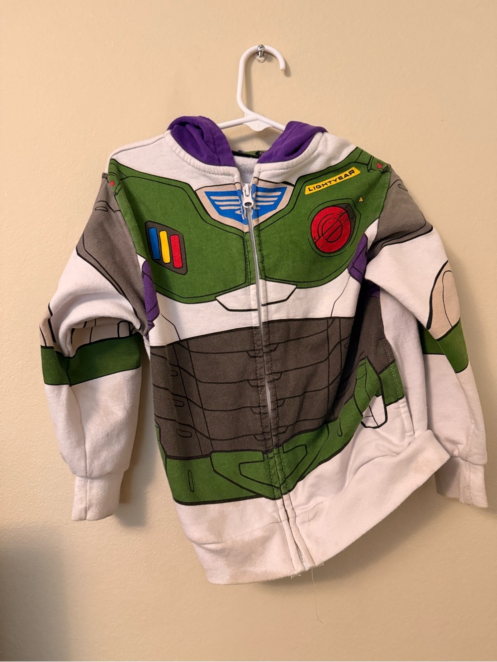Disney Buzz Lightyear Zip-Up Hoodie - White, Green & Purple